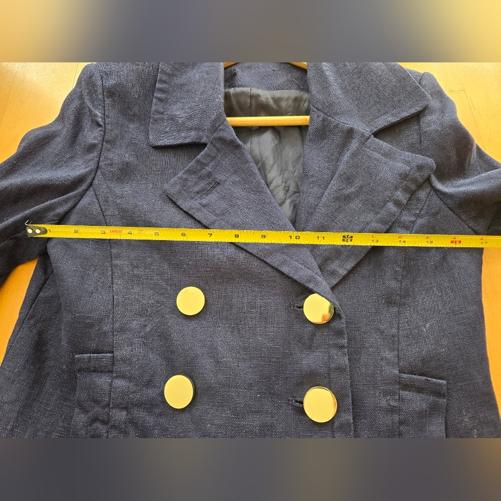 Linen Spring Double-Breasted Navy Jacket - Picture 5 of 8